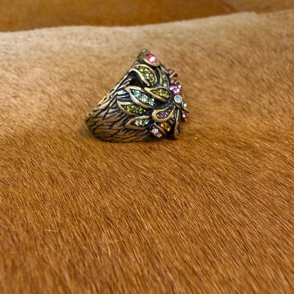 Heidi Daus "Dragonfly Dreams" Multicolor Crystal Statement Ring Sz 7 Whimsigoth - Picture 5 of 10